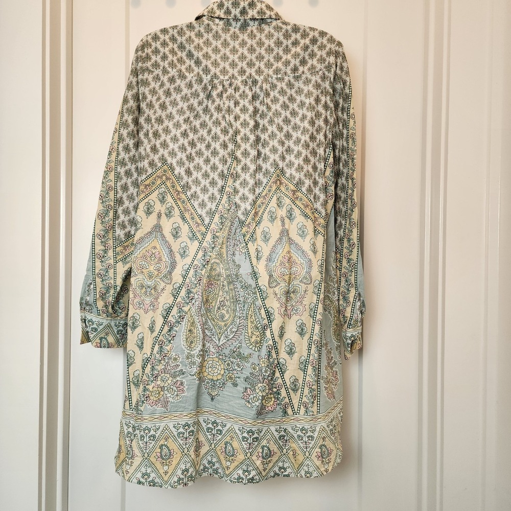 Soft Surroundings Tabitha Tunic Blouse S Cotton Paisley Prairie Boho Cottagecore - Picture 3 of 12